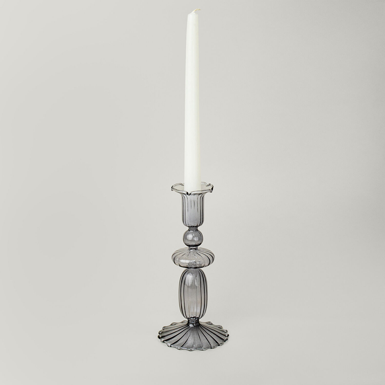 Linens Ecow Şamdan 9x9x19 cm Gri