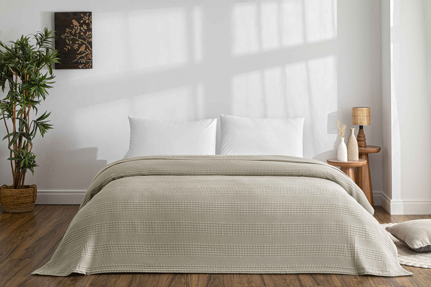 Taç Monet Pamuk Çift Kişilik Pike Vizon