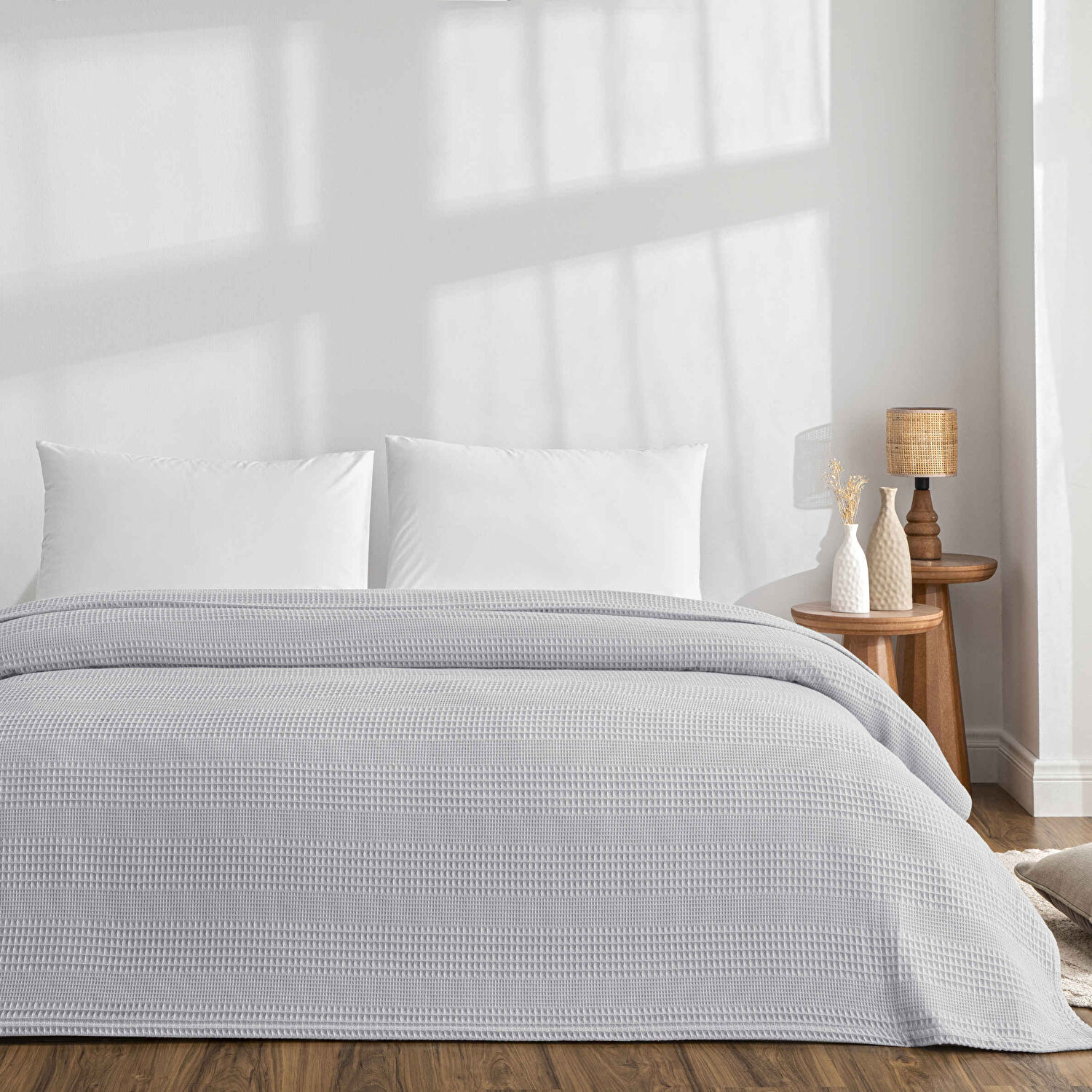 Taç Monet Pamuk Tek Kişilik Pike Gri