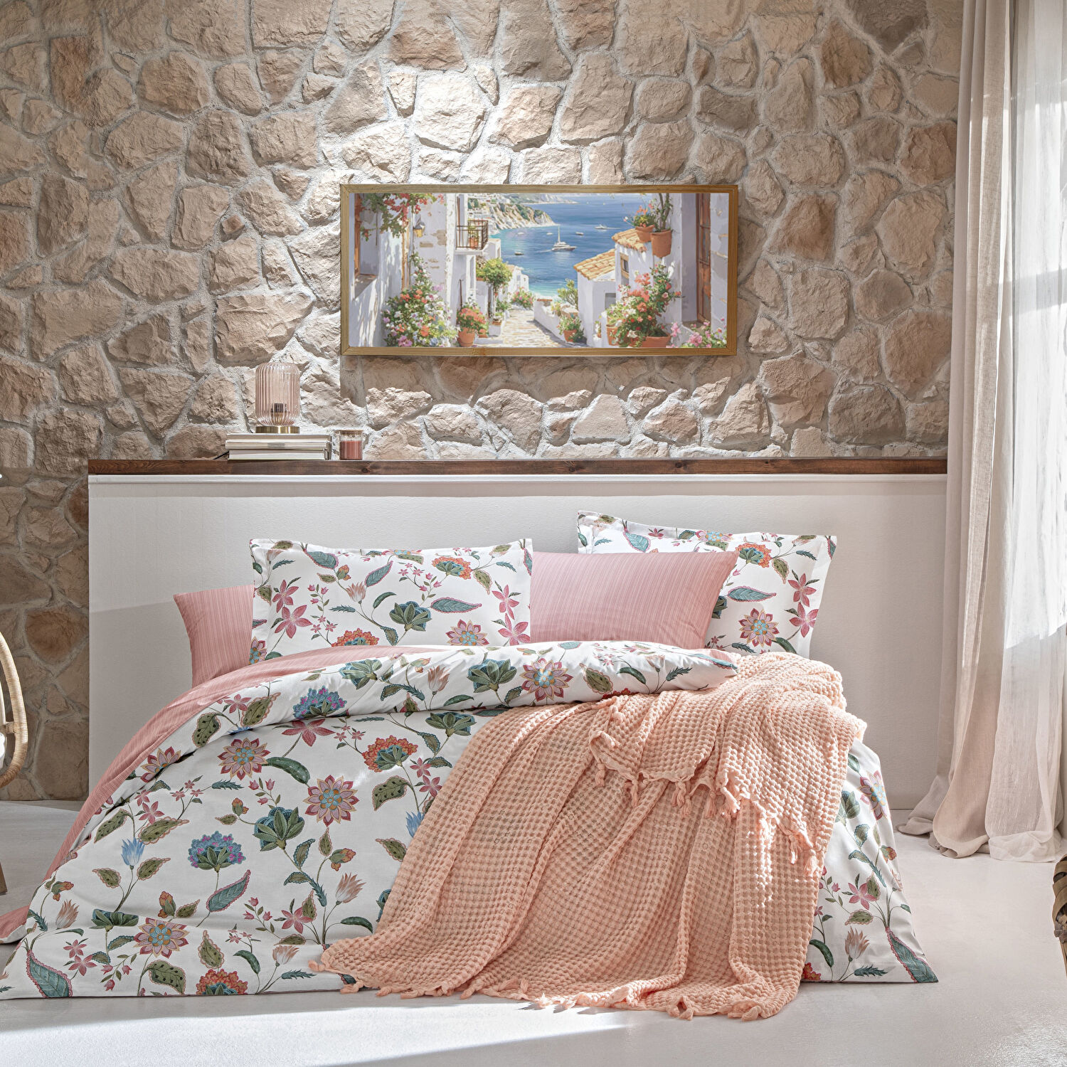 Taç Butik Nakışlı Alaçatı Polyester Kırlent Çok Renkli