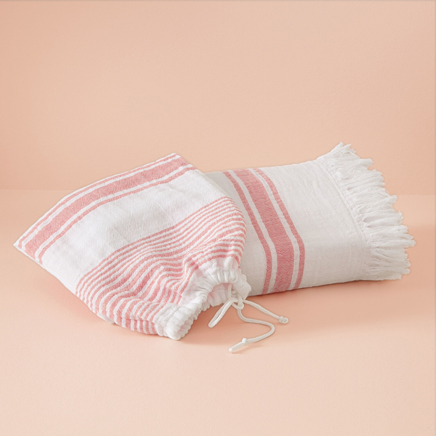 Taç Butik Pamuk Alaçatı Keseli Peştamal Nar Çiçeği