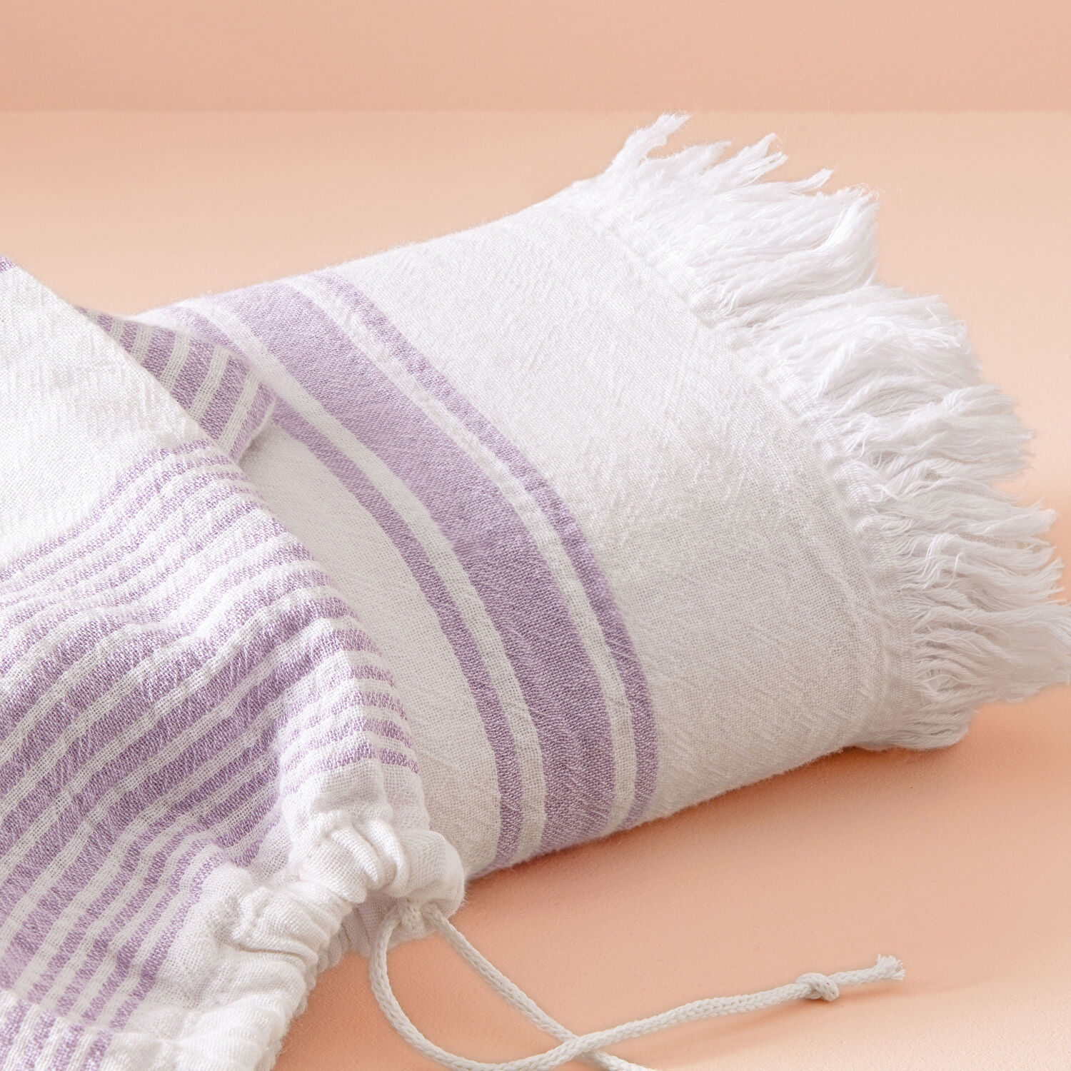 Taç Butik Pamuk Alaçatı Keseli Peştamal Lila