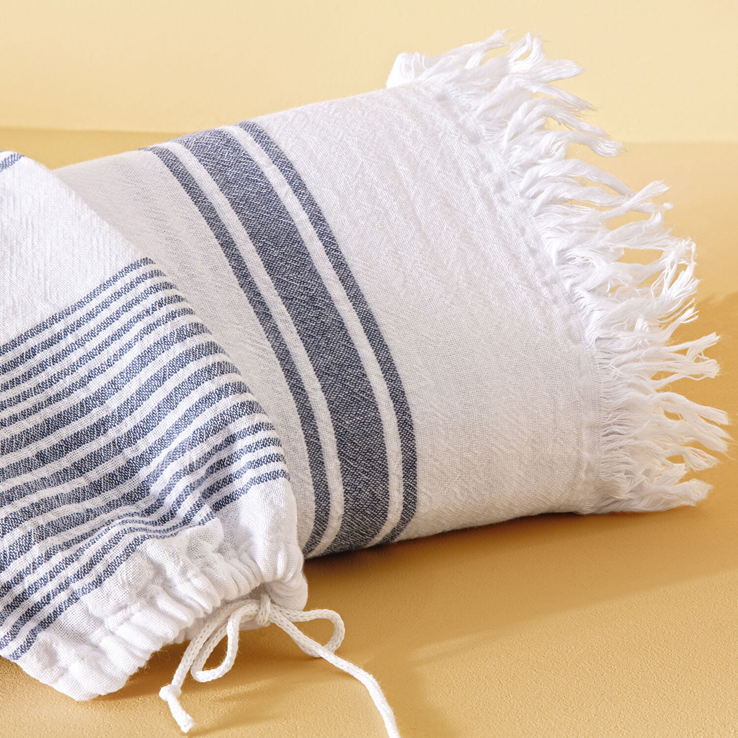 Taç Butik Pamuk Bodrum Keseli Peştamal Lacivert