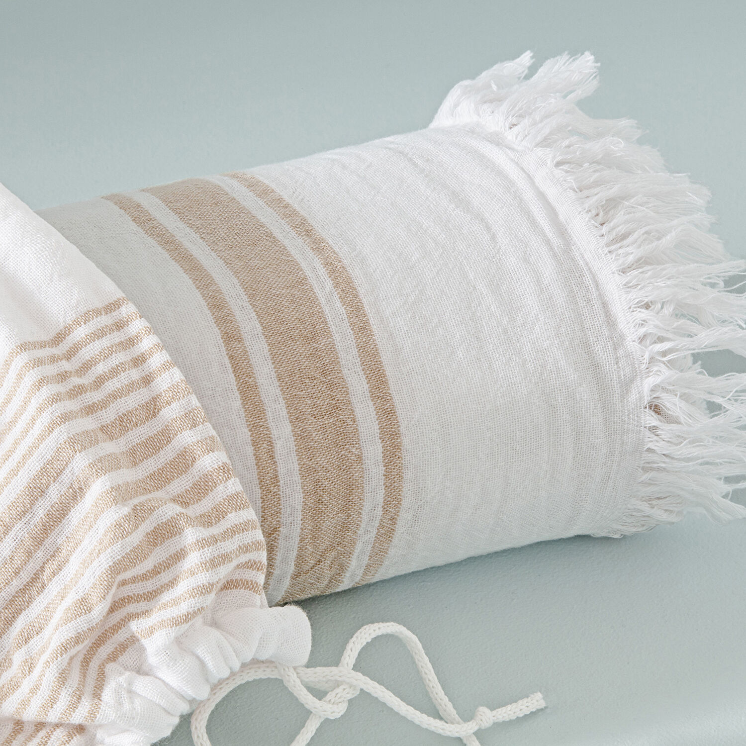 Taç Butik Pamuk Göcek Keseli Peştamal Taba