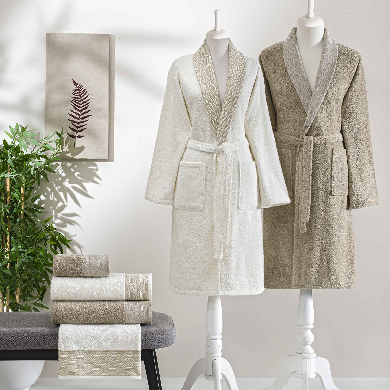 Taç Nora Pure Cotton Pamuk Aile Seti Ekru Camel