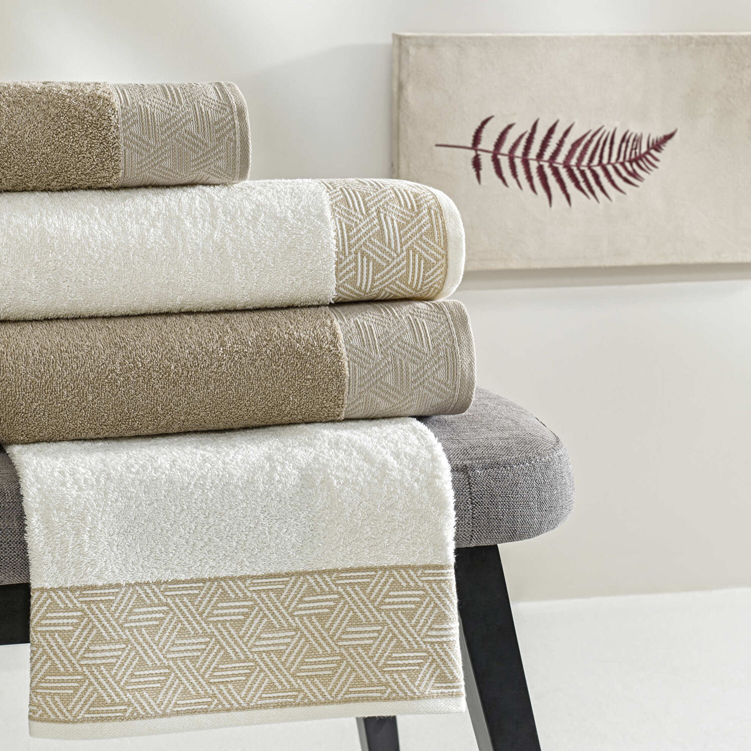 Taç Nora Pure Cotton Pamuk Aile Seti Ekru Camel