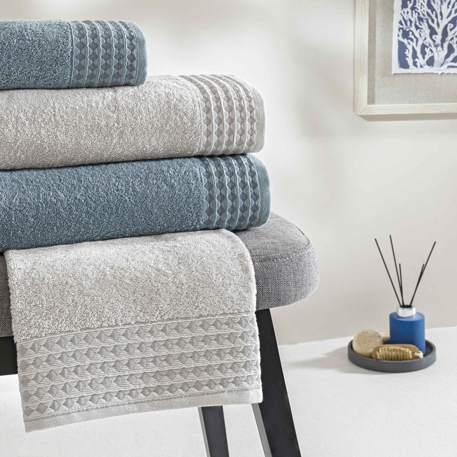 Taç Chain Pure Cotton Pamuk Aile Seti Gri Mavi