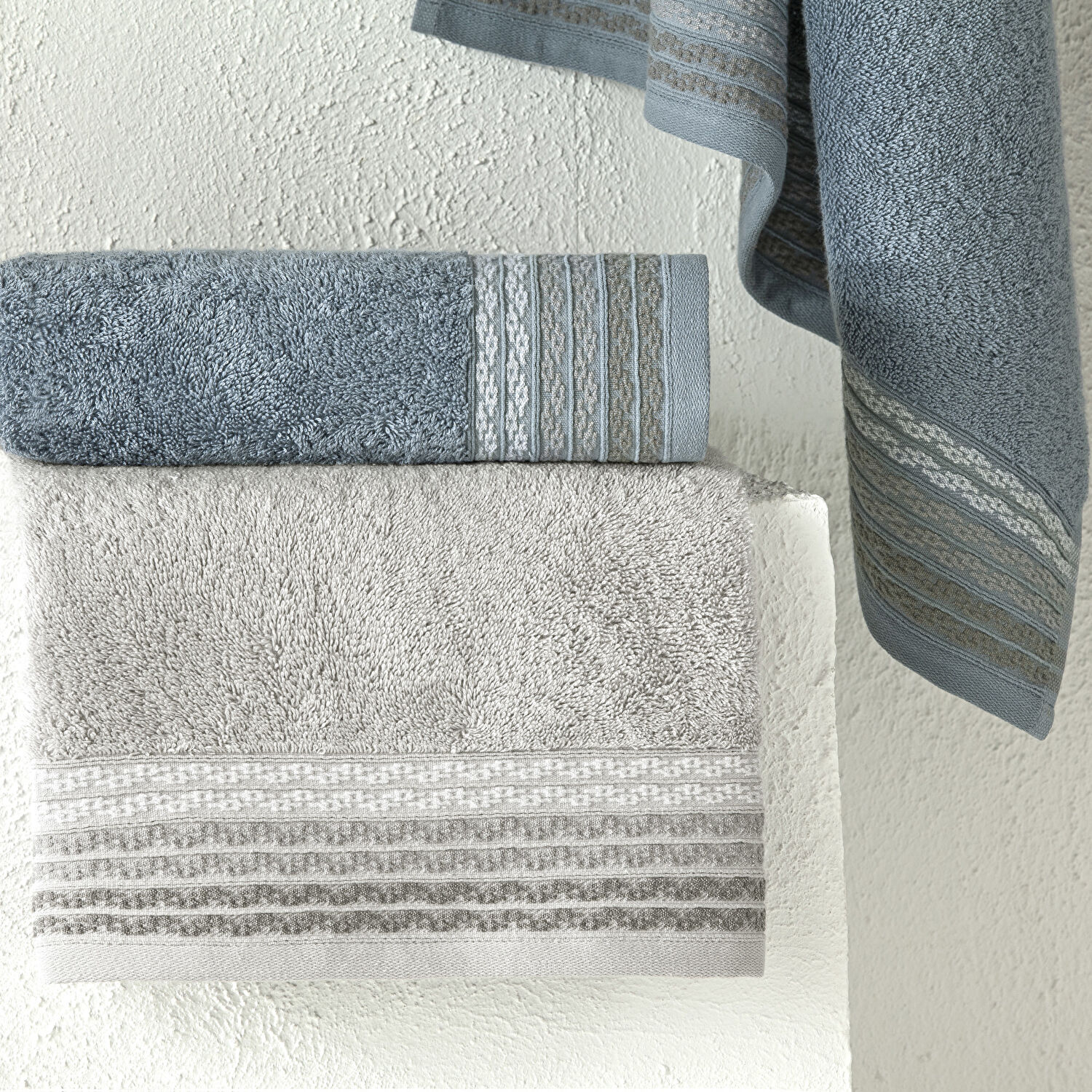 Taç Art Pure Cotton Pamuk Hamam Seti Gri Mavi