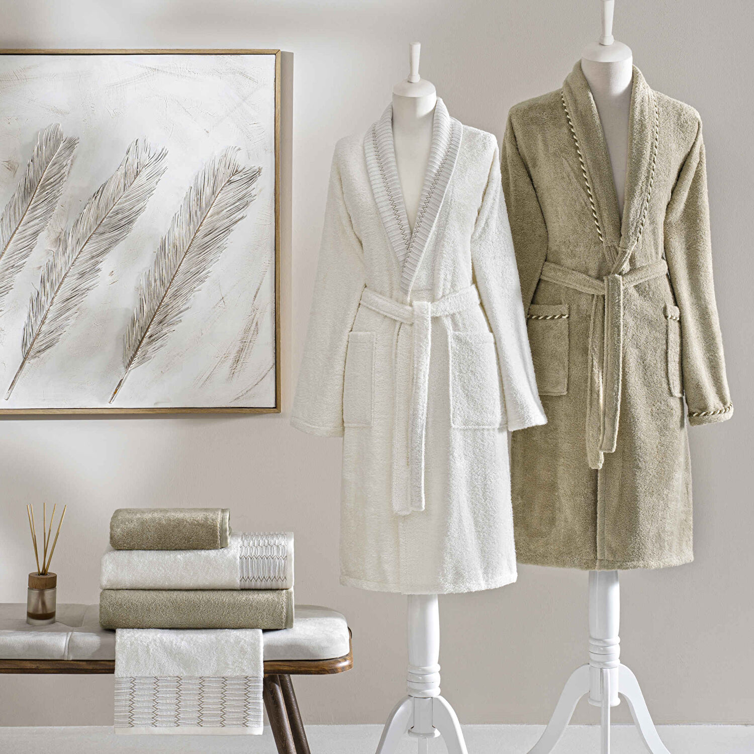 Taç Linka Bamboo Classic Aile Seti Ekru Camel