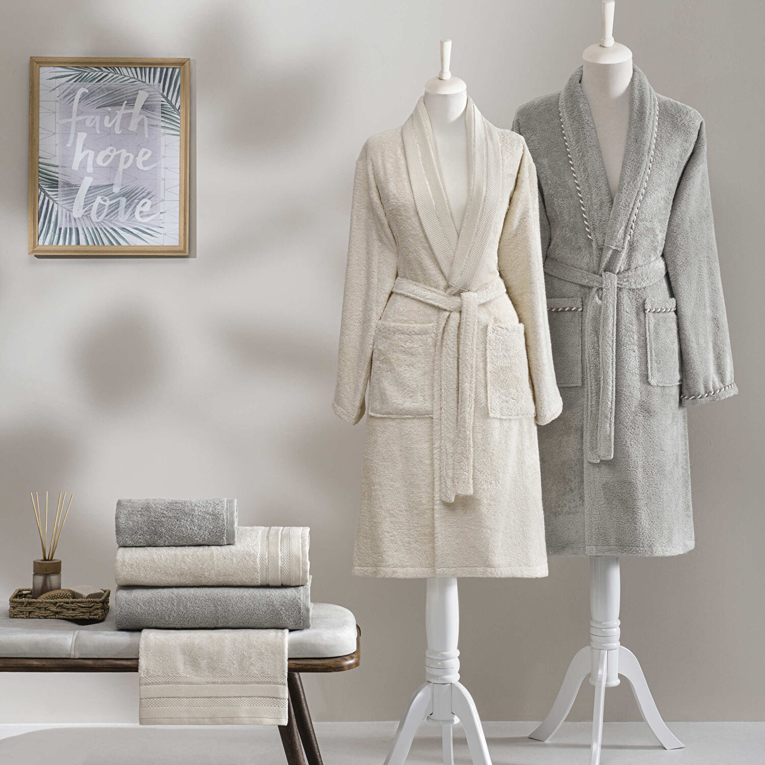 Taç Shine Bamboo Classic Aile Seti Krem Taş