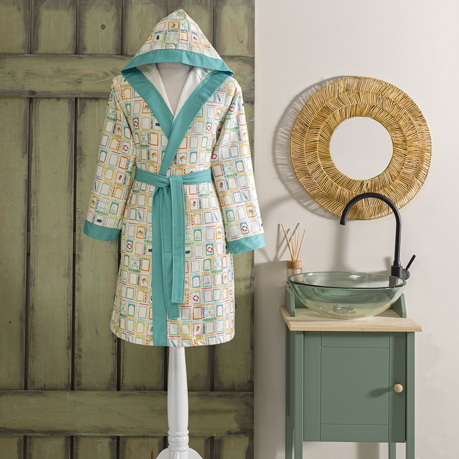 Taç Vario Pamuk Poliester Genç Bornoz Mint L/XL