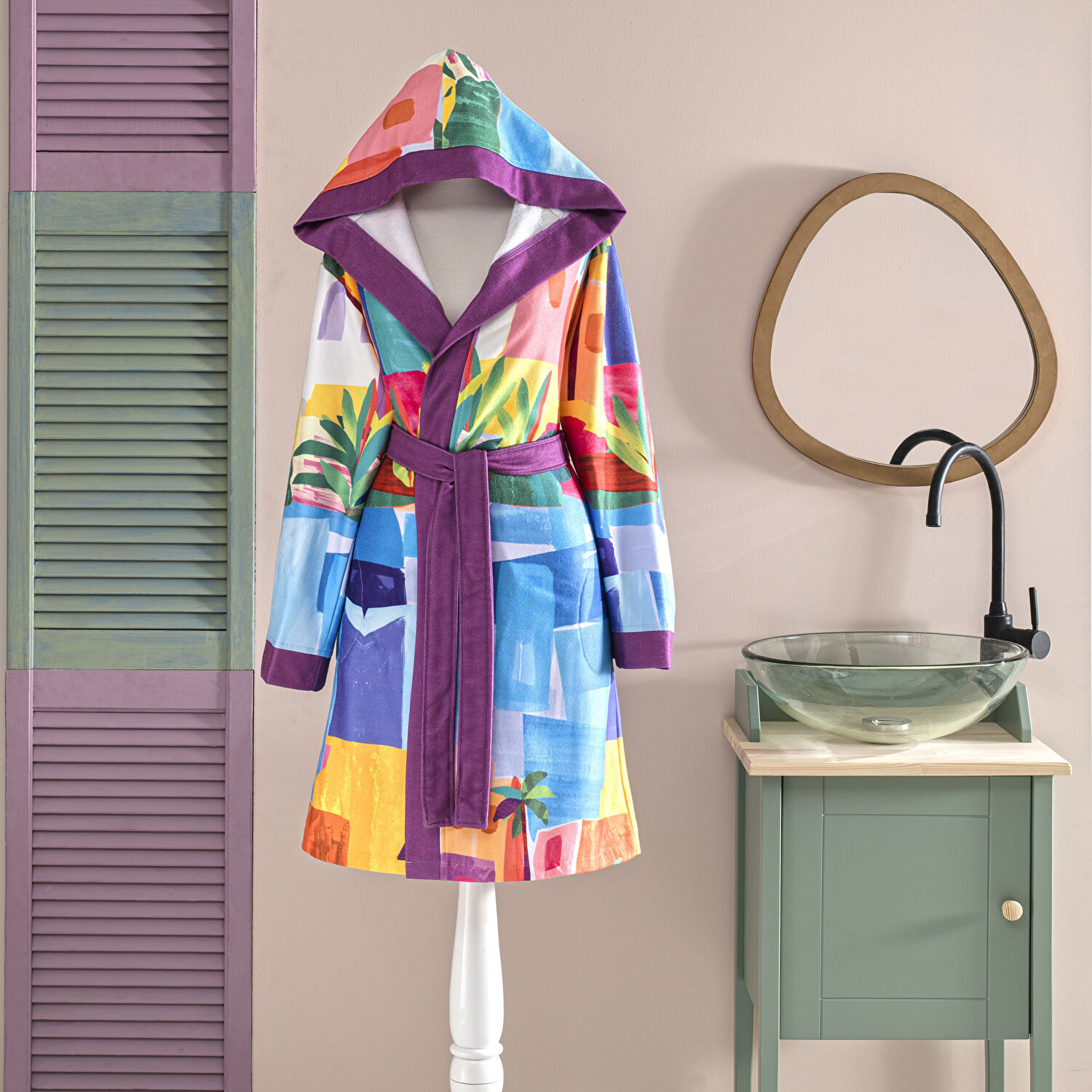 Taç Lyona Pamuk Poliester Genç Bornoz Kırmızı L/XL