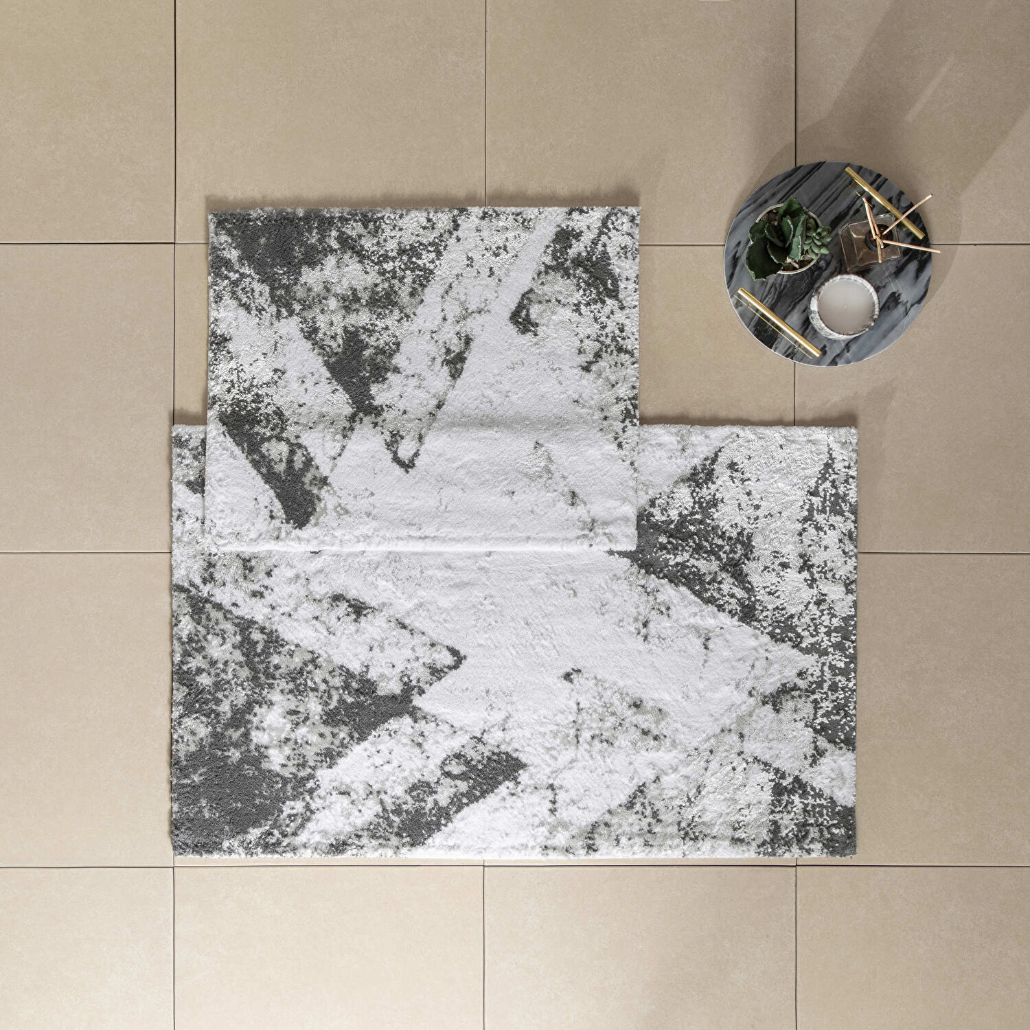 Taç Pyra 2'li Pamuklu Paspas Gri