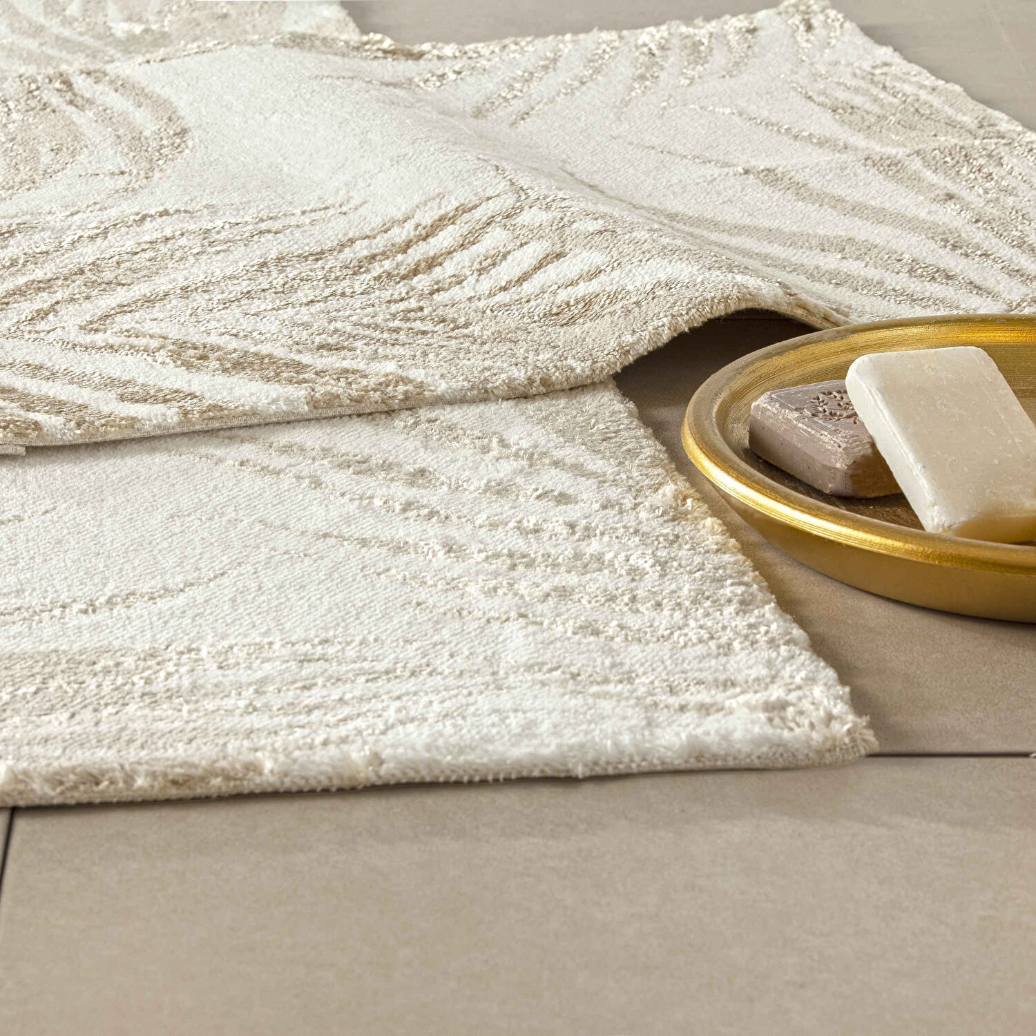 Taç Palm 2'li Pamuklu Paspas Bej