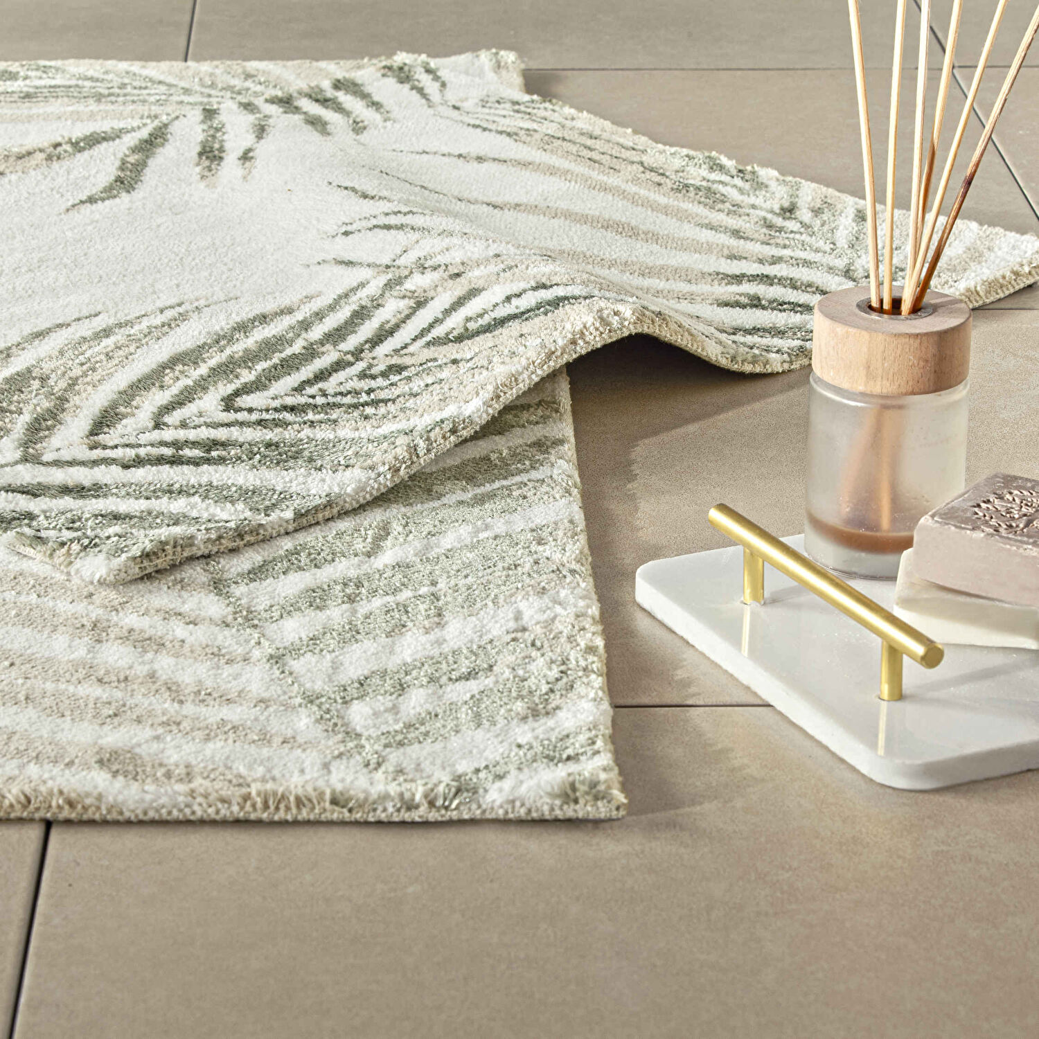 Taç Palm 2'li Pamuklu Paspas Yeşil