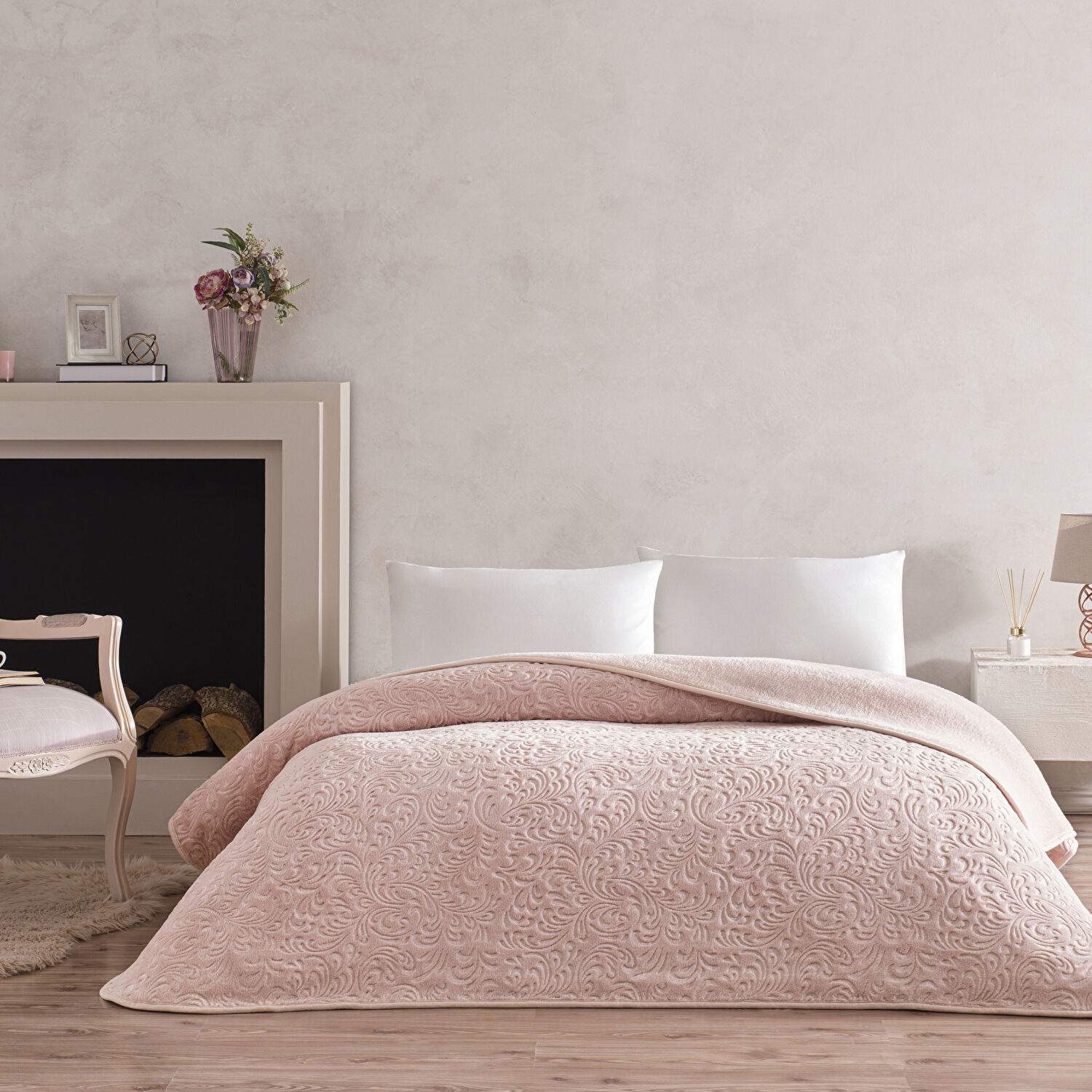 Taç Doressa Çift Kişilik Battaniye Pudra