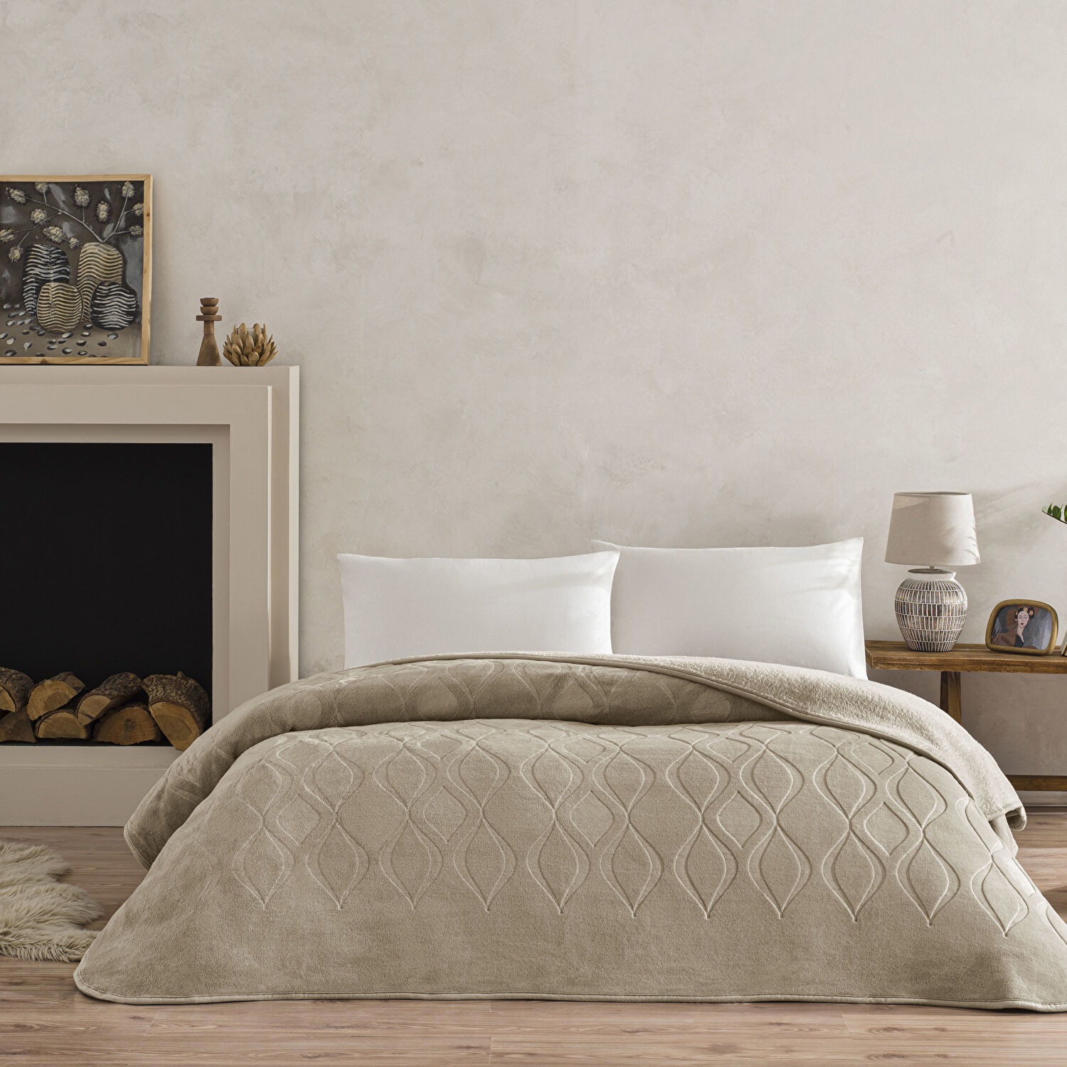 Taç Tessra Çift Kişilik Battaniye Bej