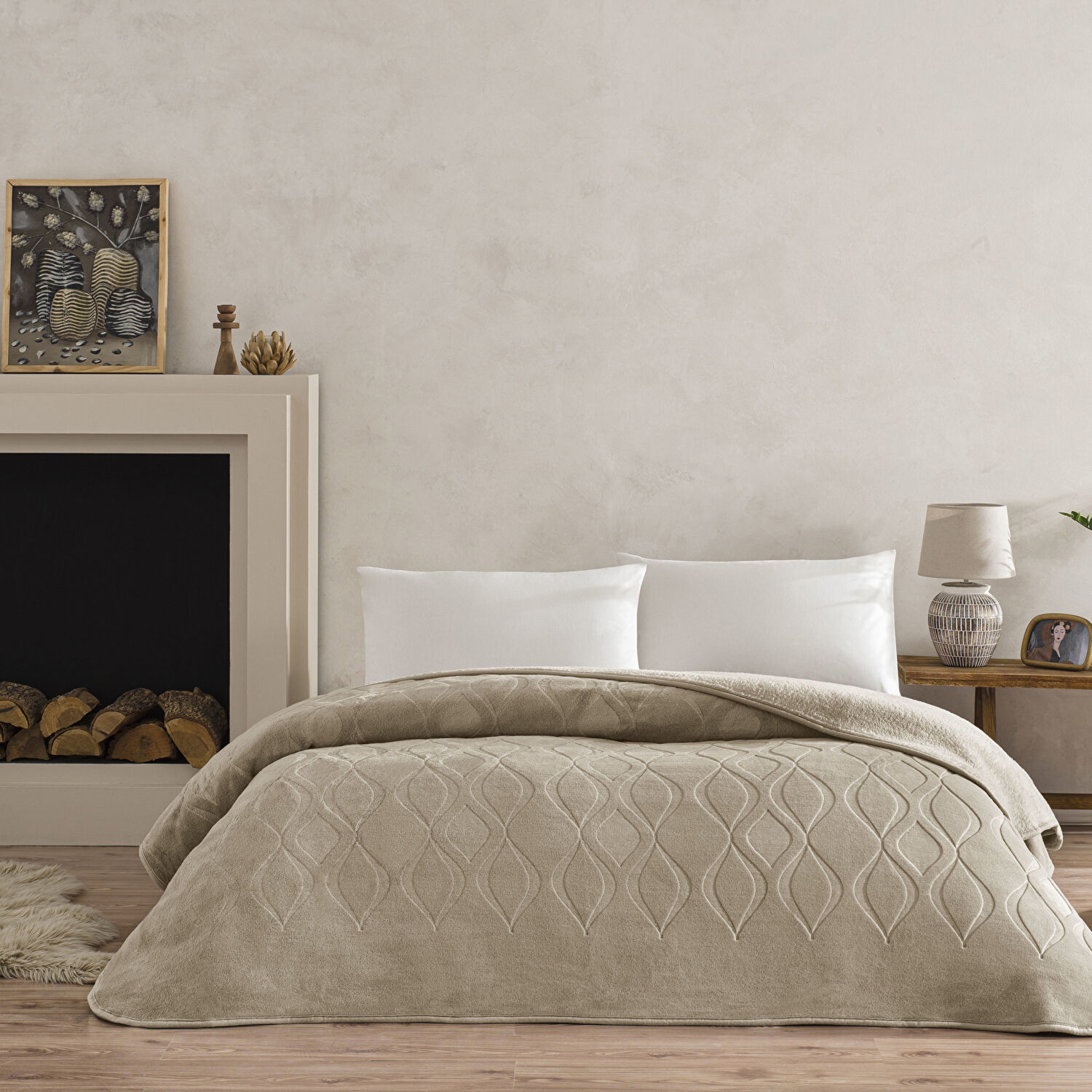 Taç Tessra Çift Kişilik Battaniye Bej