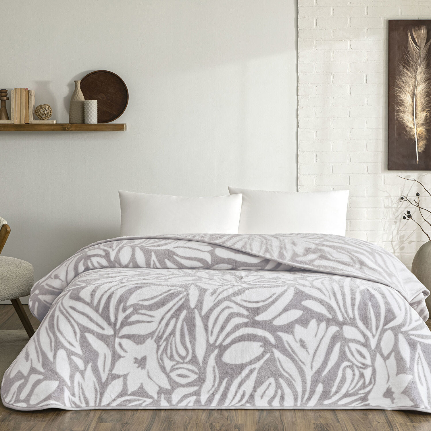 Taç Alina Çift Kişilik Battaniye Gri