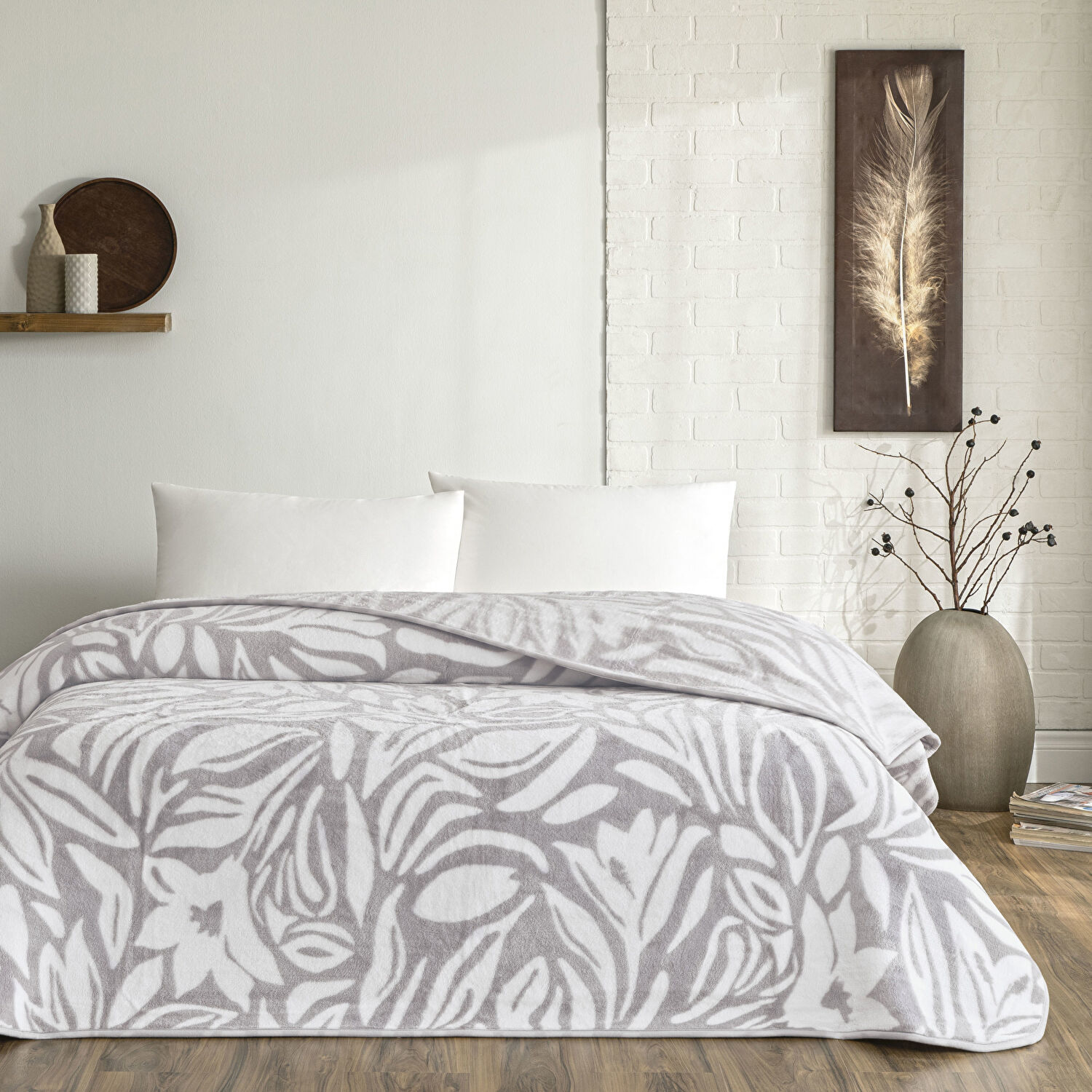 Taç Alina Çift Kişilik Battaniye Gri