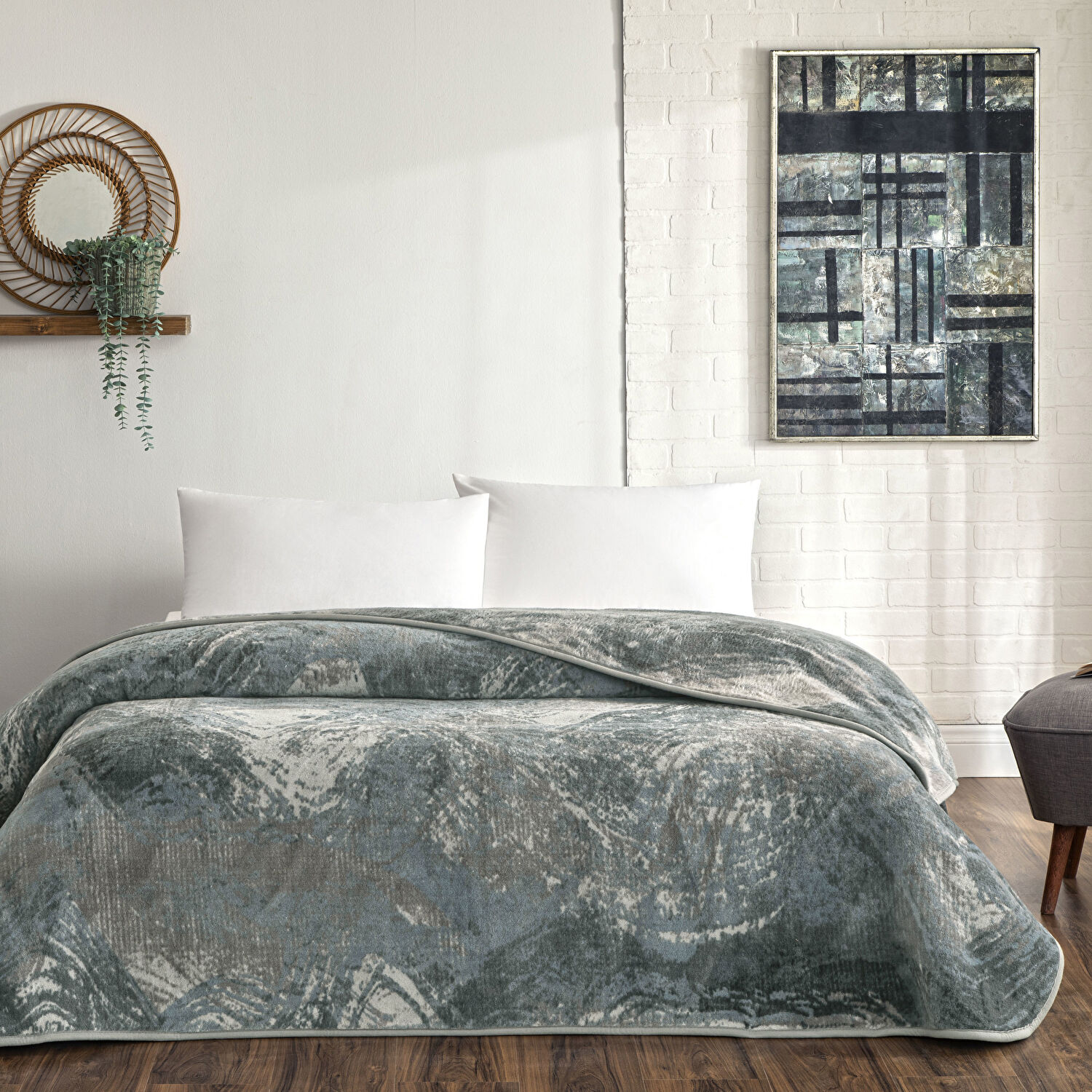 Taç Sora Çift Kişilik Battaniye Antrasit