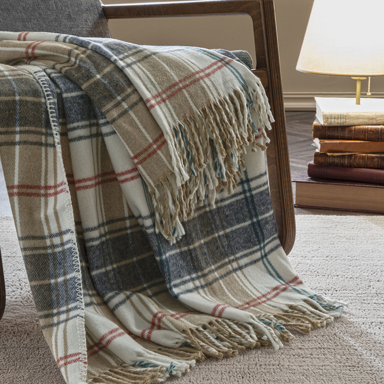 Taç Butik Doğu Ekspresi Pamuklu Çift Kişilik Battaniye Mavi