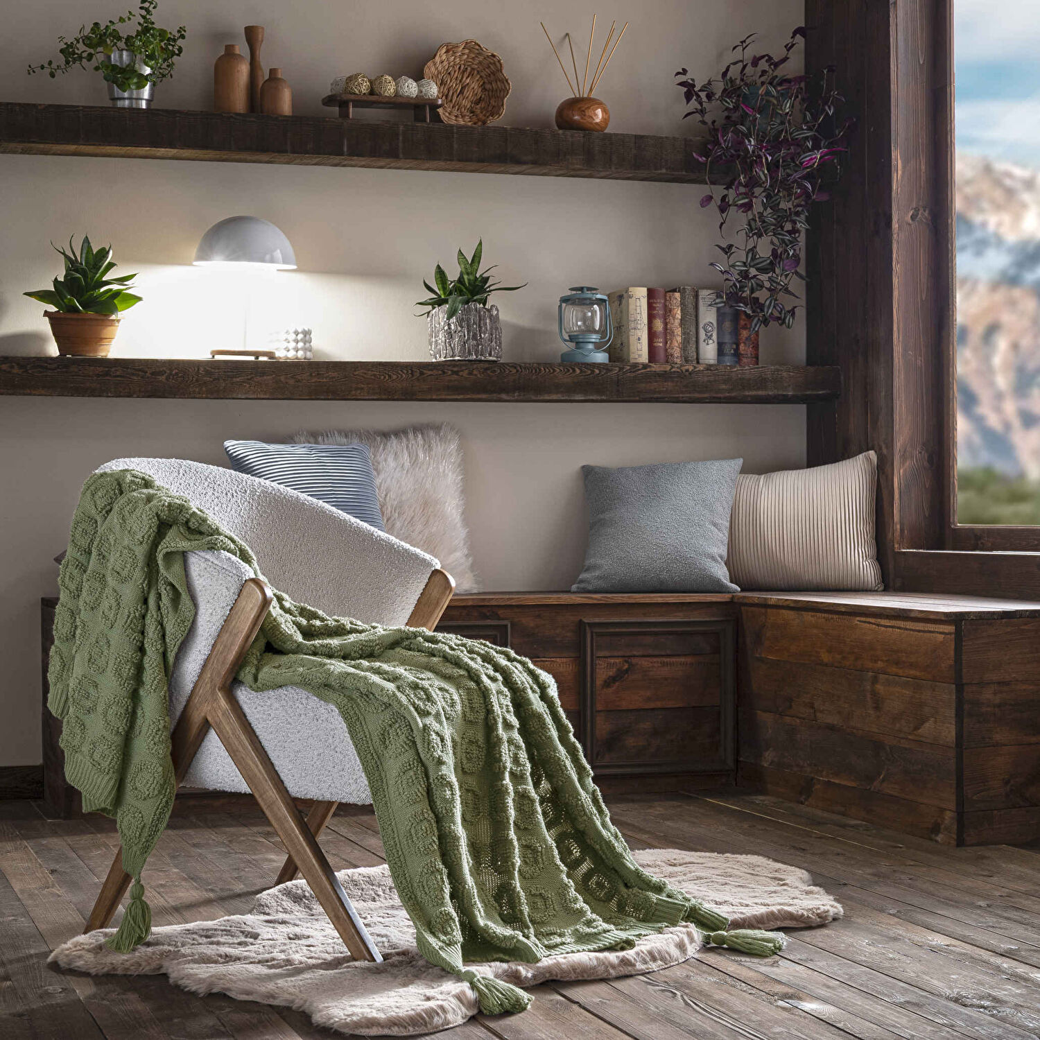 Taç Butik Patagonya Akrilik Throw Yeşil