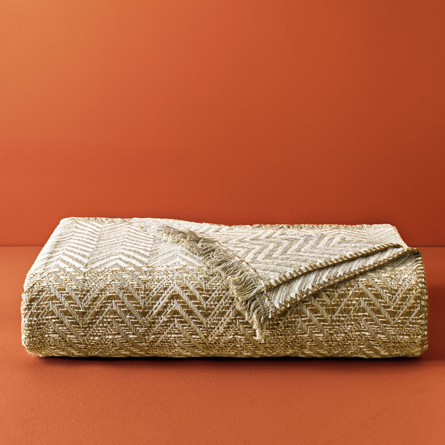 Taç Butik Brüj Pamuklu Çift Kişilik Battaniye Bej