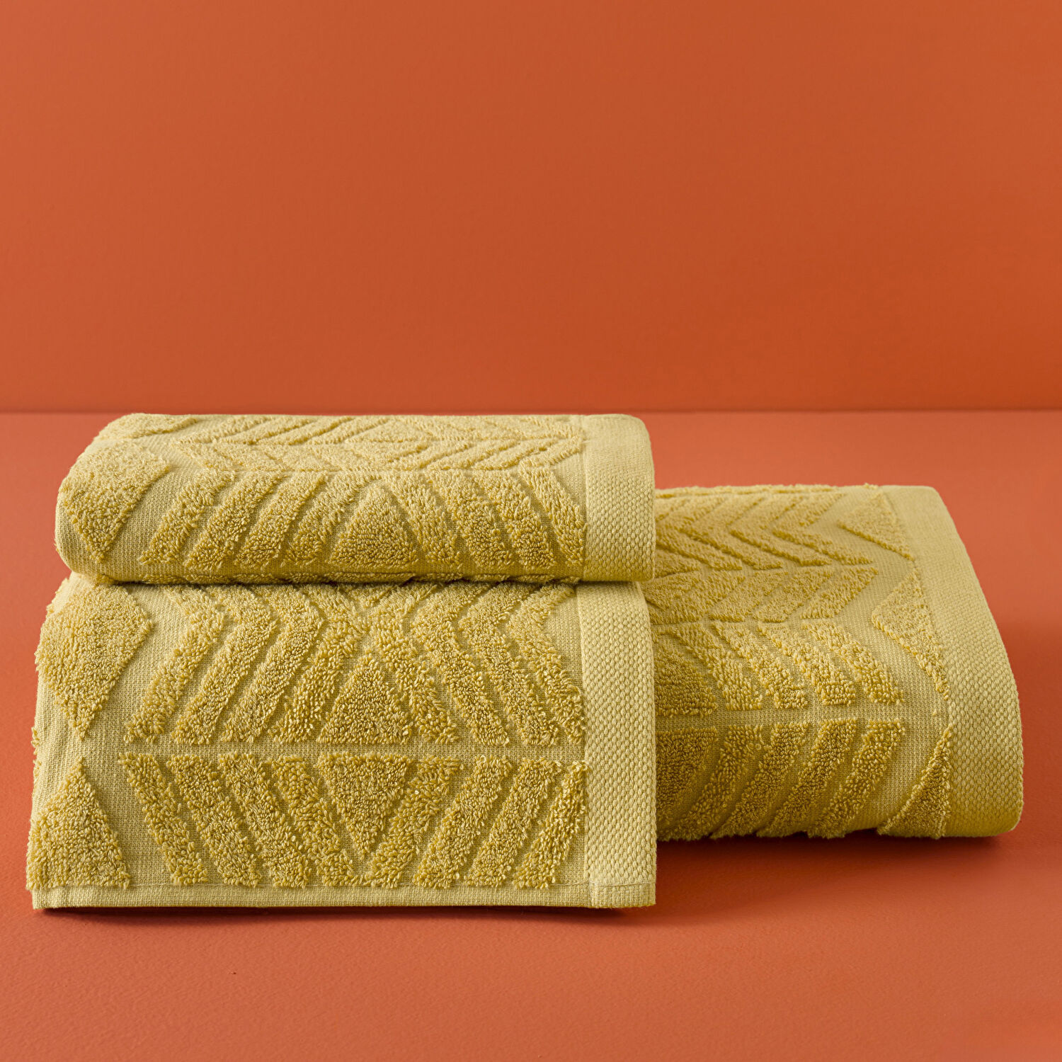 Taç Butik Brüj Pamuk Yüz Havlusu Hardal 50x85