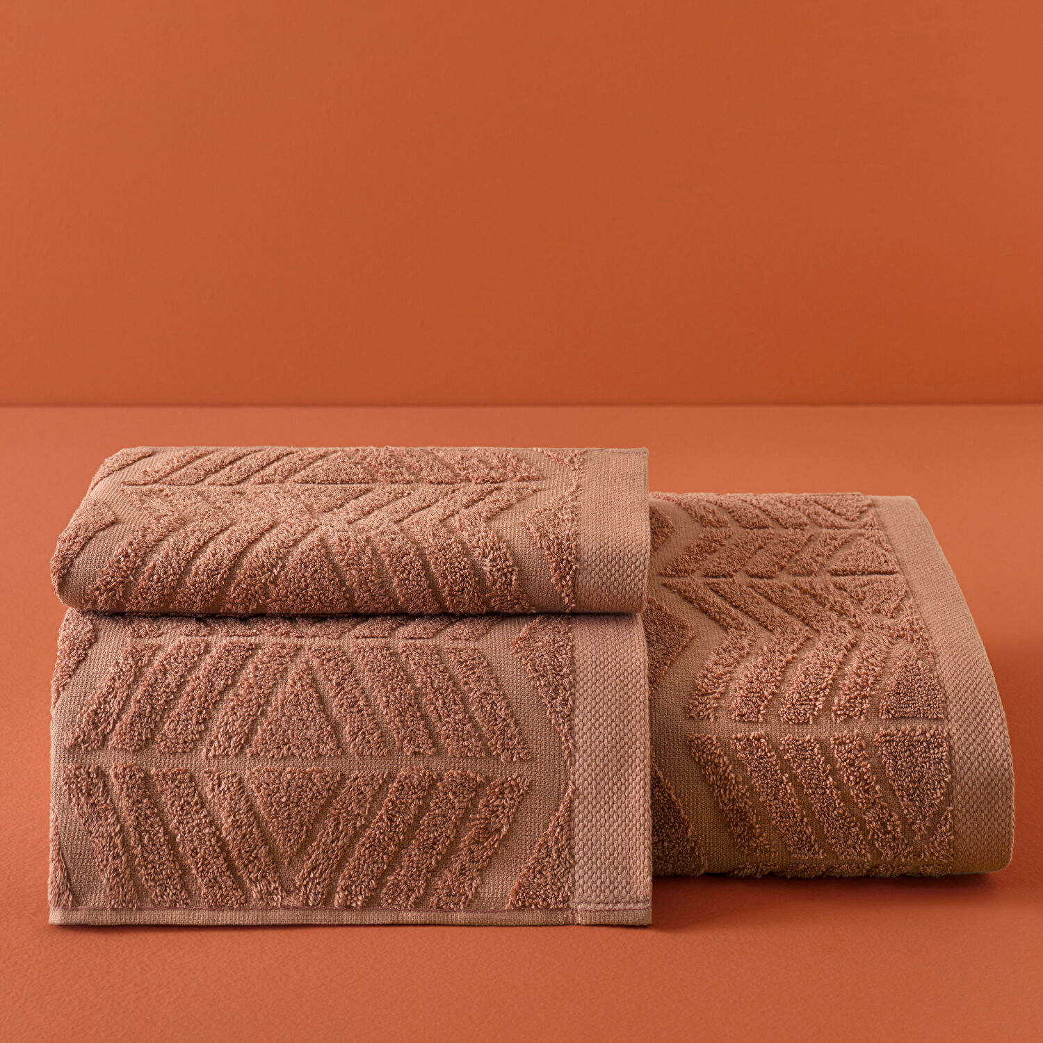 Taç Butik Brüj Pamuk Banyo Havlusu Kiremit 70x140