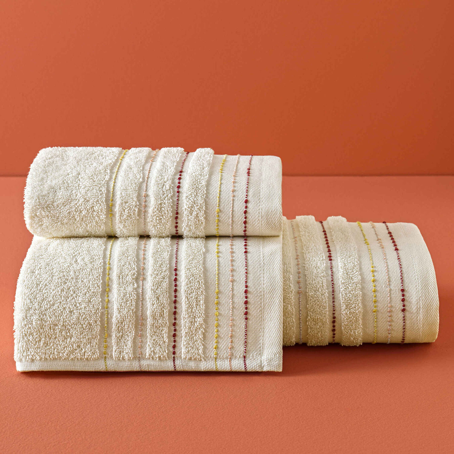 Taç Butik Brüj Pamuk Banyo Havlusu Ekru 70x140