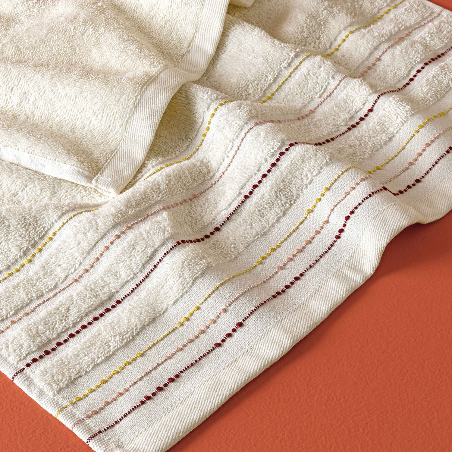 Taç Butik Brüj Pamuk Banyo Havlusu Ekru 70x140