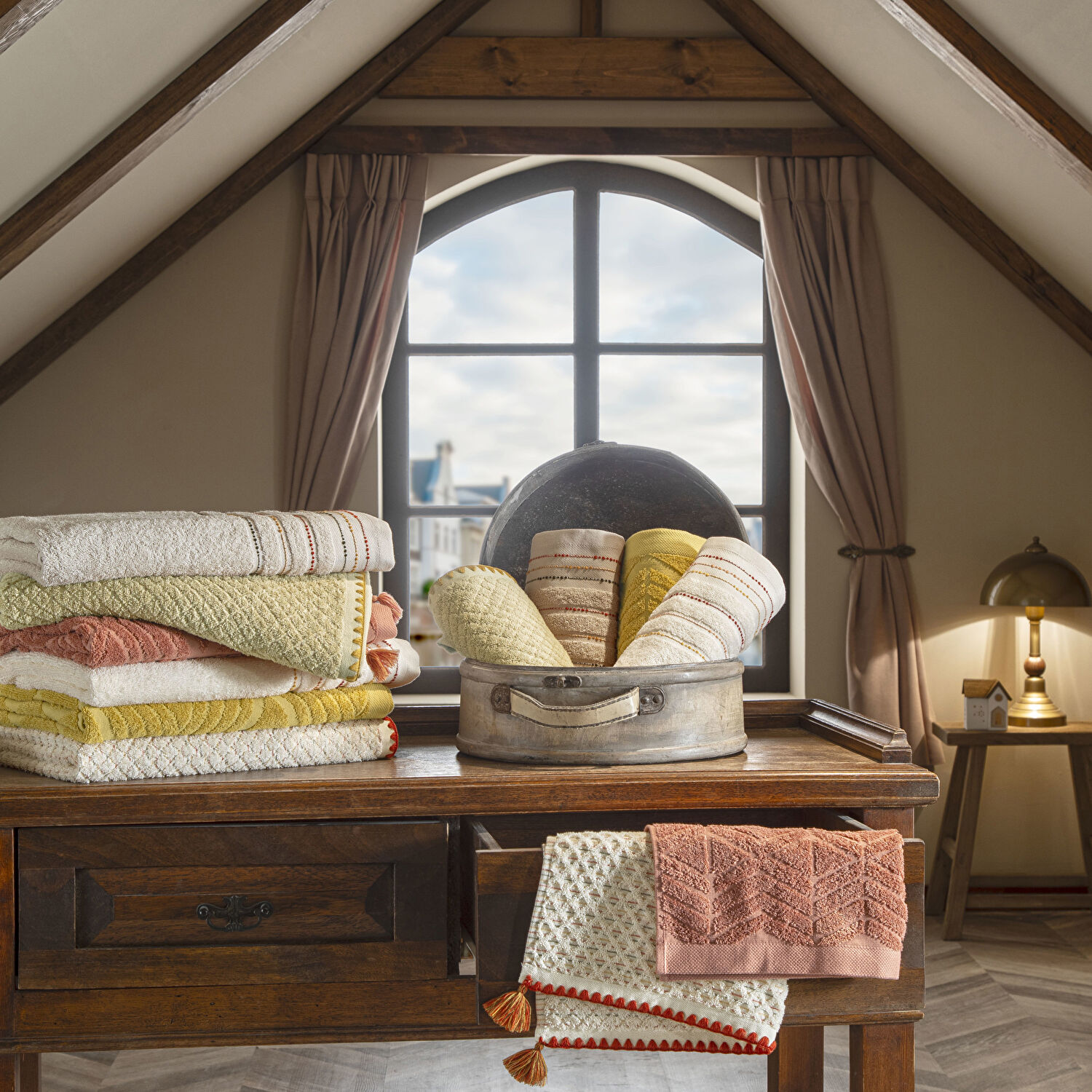 Taç Butik Brüj Pamuk Banyo Havlusu Kum 70x140