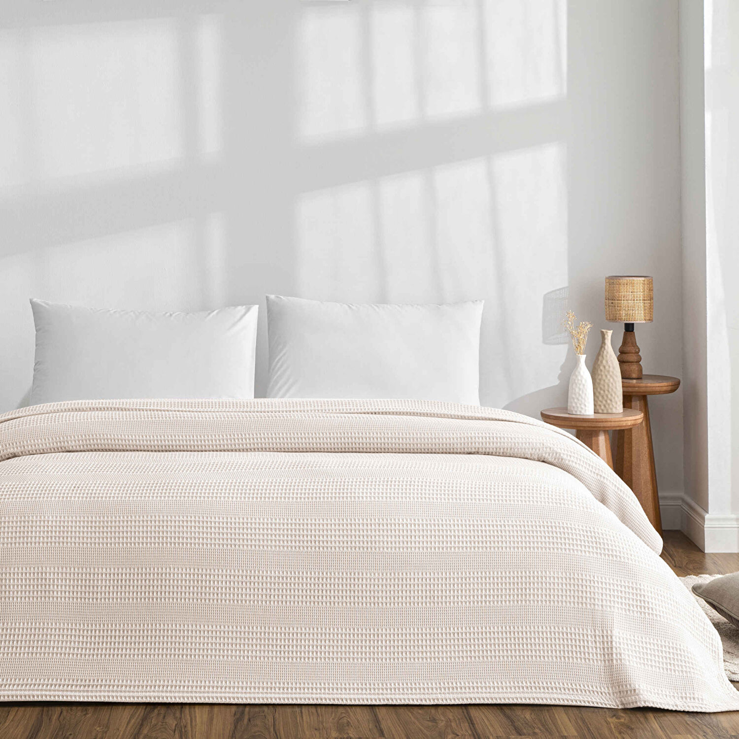 Taç Monet Pamuk Çift Kişilik Pike Pudra