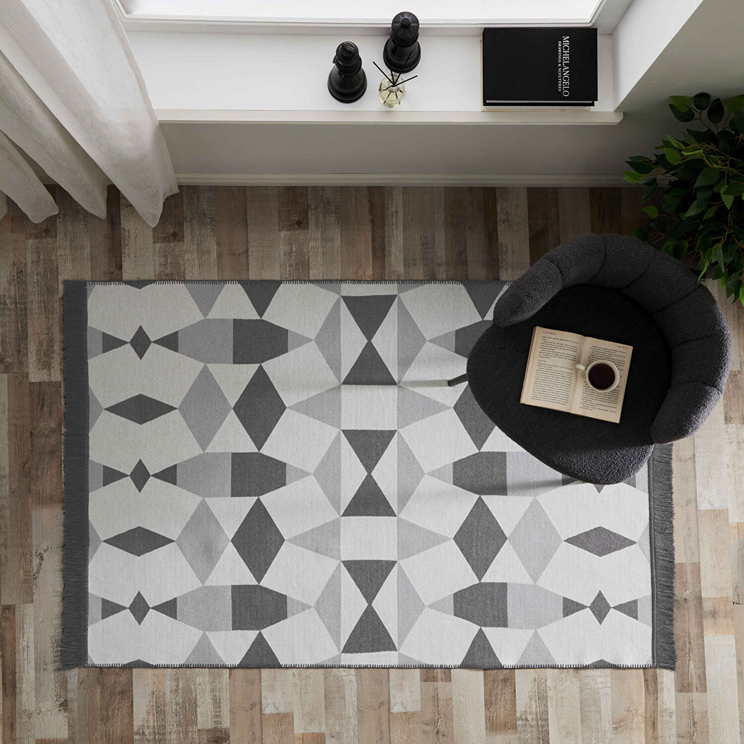 Linens Vertex Kilim 120x180 Cm Gri