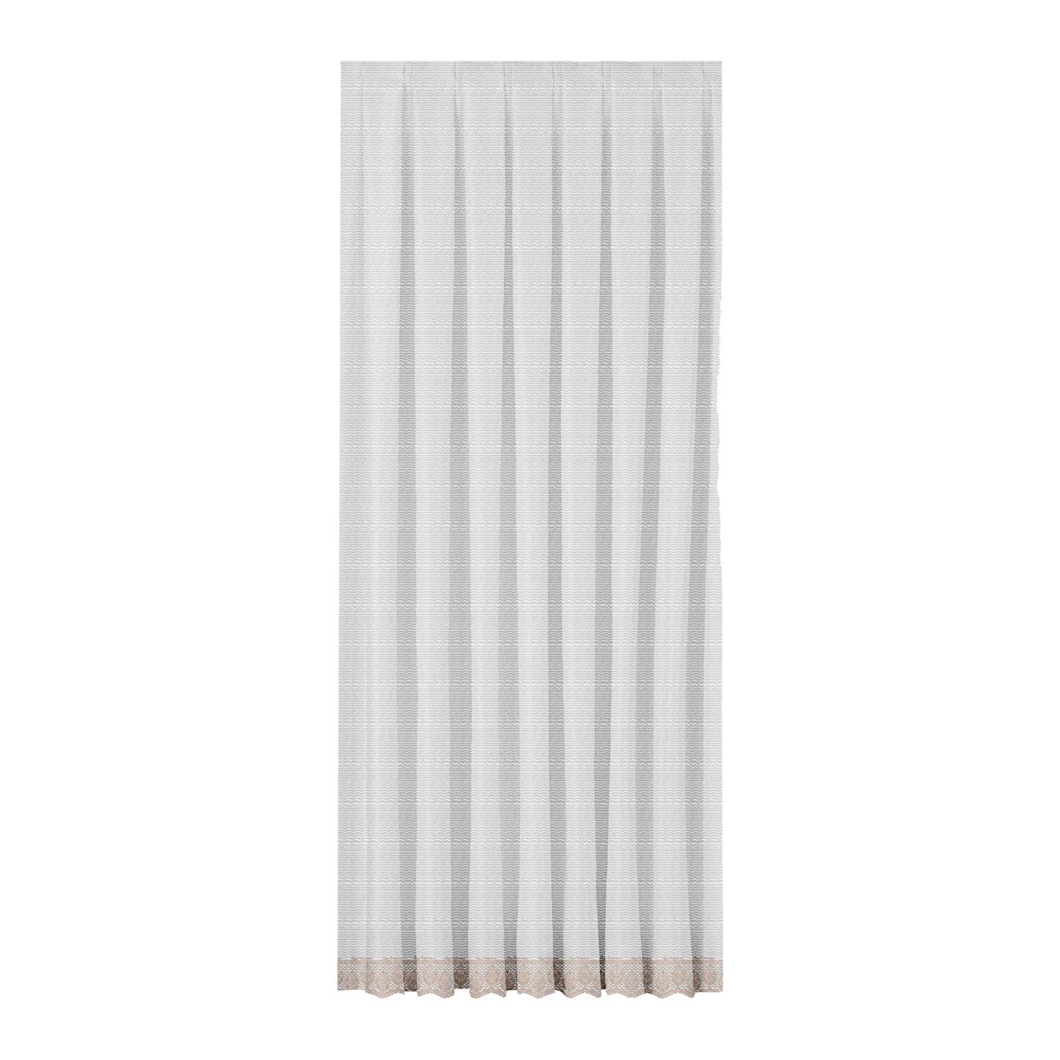 Taç Priene Brode Tül Perde Ekru-Pembe ( Max Yükseklik : 270 cm )