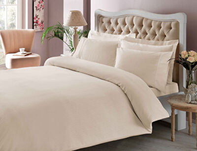 Taç Stripe Premium Basic King Size Nevresim Takımı Gri