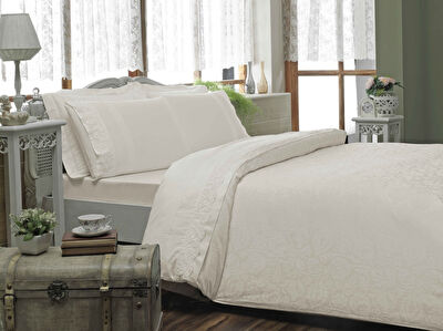 Taç Alida Jakar Çift Kişilik Nevresim Takımı Ekru