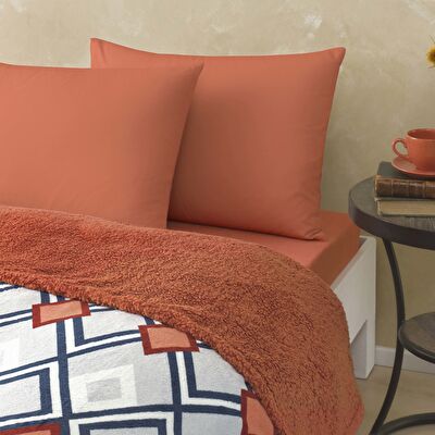Taç Harlow Çift Kişilik Battaniyeli Çarşaf Seti Turuncu