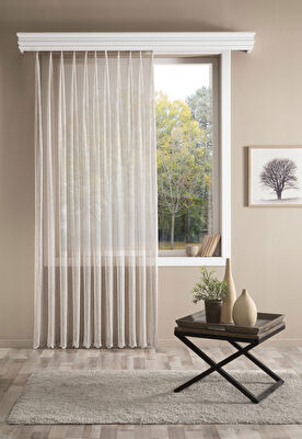 Taç Lunelle Örme Tül Perde Bej ( Max Yükseklik : 270 cm )