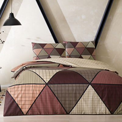 Taç Delta Ranforce Tek Kişilik Genç Modası Nevresim Takımı Kahverengi