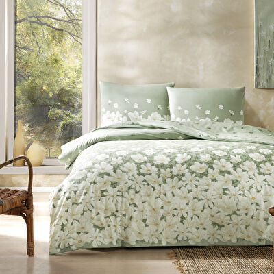 Taç April Ranforce Tek Kişilik Nevresim Takımı Yeşil