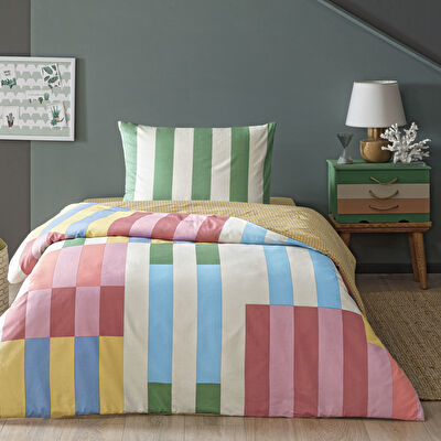 Taç Taffy Ranforce Tek Kişilik Nevresim Takımı Pembe