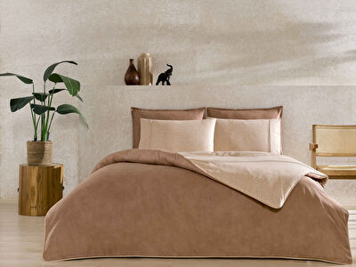 Taç Riven Biyeli Tek Kişilik Nevresim Takımı Taba