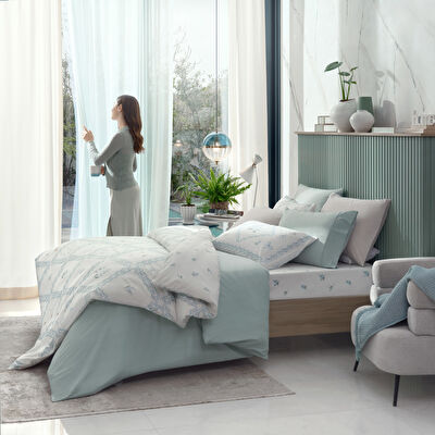 Taç Basic Ranforce Çift Kişilik Nevresim Takımı Mavi