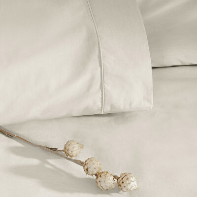 Taç Basic Ranforce Çift Kişilik Nevresim Takımı Ekru