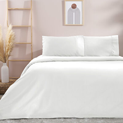 Taç Basic Ranforce Çift Kişilik Nevresim Takımı Beyaz