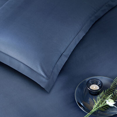 Taç Basic Saten Çift Kişilik Nevresim Takımı Lacivert