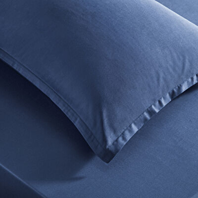 Taç Color Dreams Saten Çift Kişilik Çarşaf Seti Lacivert