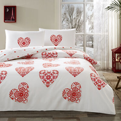 Taç Cordelia Ranforce Çift Kişilik Nevresim Takımı Kırmızı